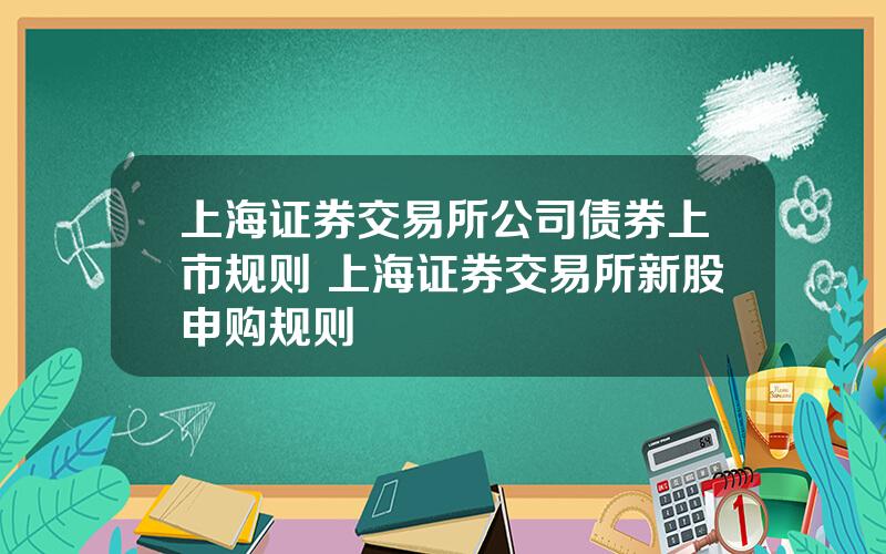 上海证券交易所公司债券上市规则 上海证券交易所新股申购规则